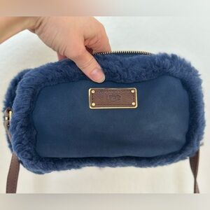 UGG Australia Navy Suede Shearling Crossbody Bag
